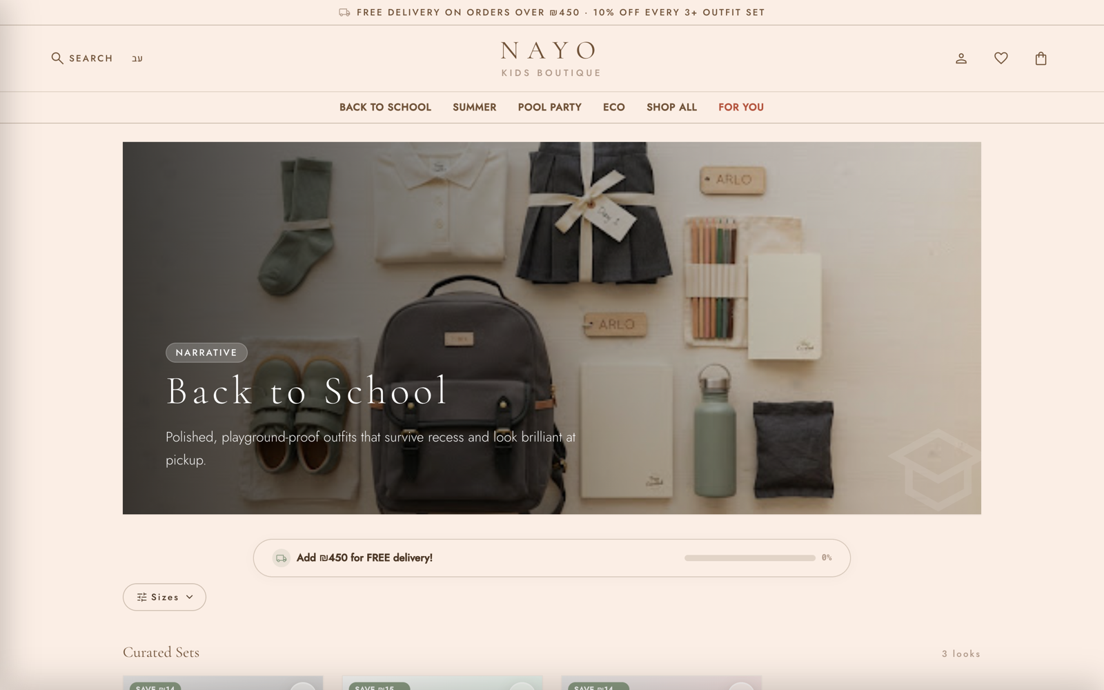Theme page — outfits grouped by editorial story